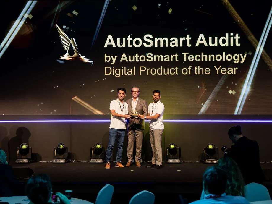 The AutoSmart team receiving the Digital Product of the Year award for AutoSmart Audit