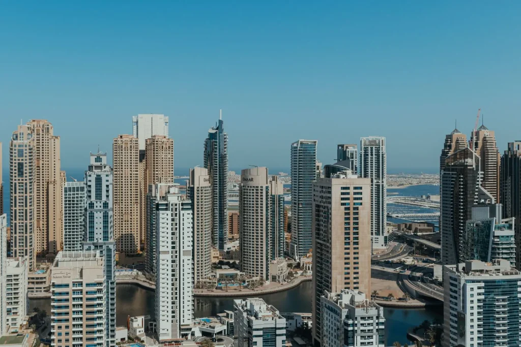 Dubai skyline of modern towers