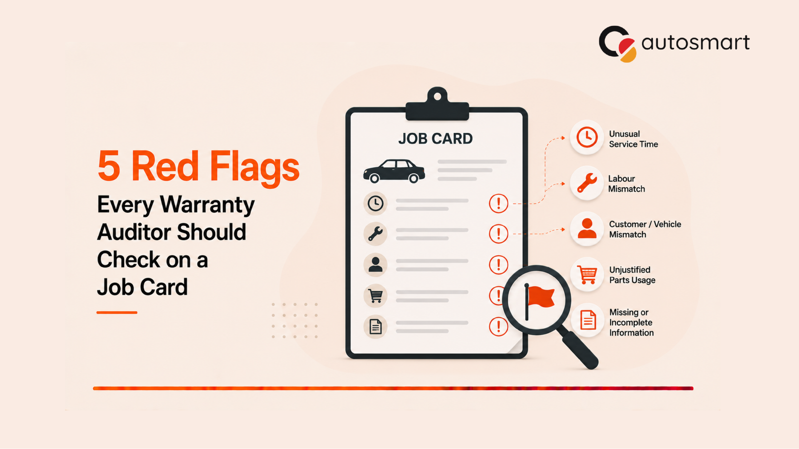 Warranty job card red flags warranty-audit-job-card-red-flags autosmart-job-card-audit-checklist warranty-auditor-parts-labour-check car-dealer-job-card-red-flags