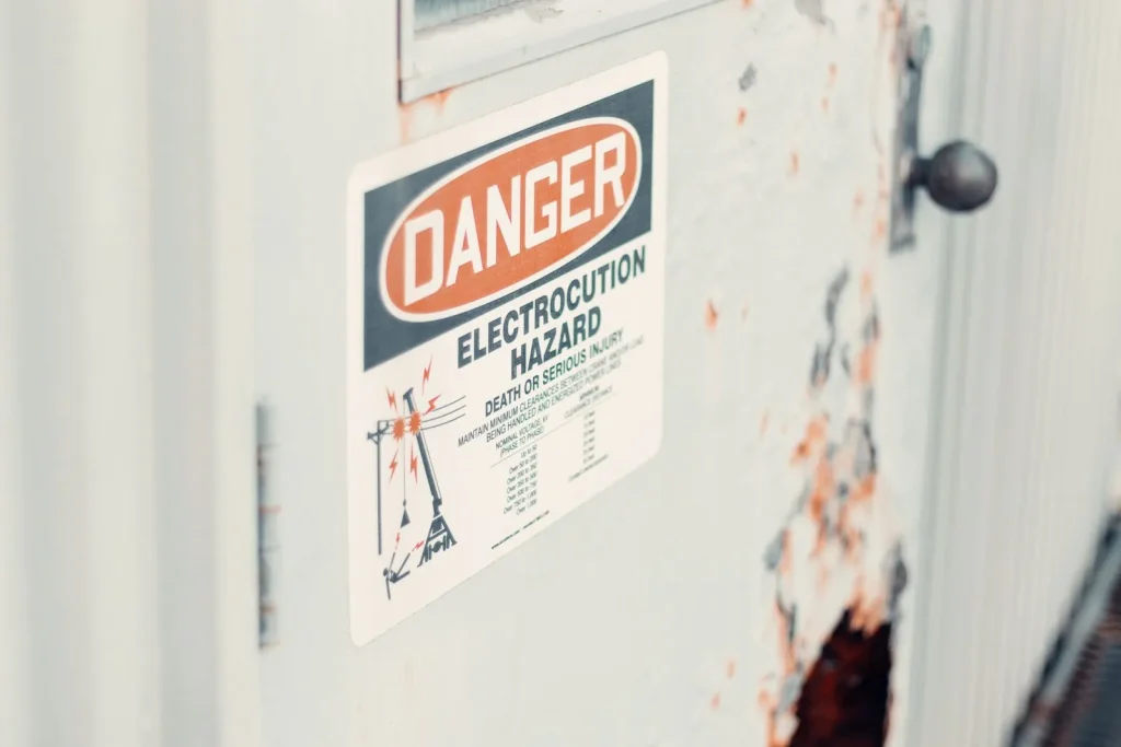 Danger sign warning of an electrocution hazard
